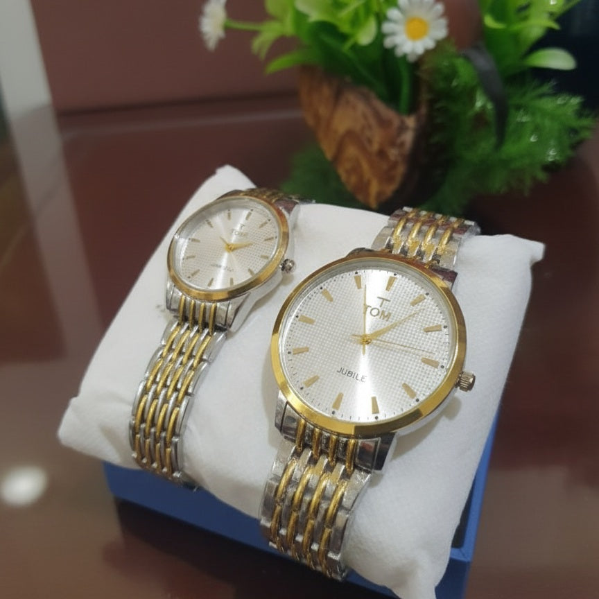 Dual Tone Couple Watch