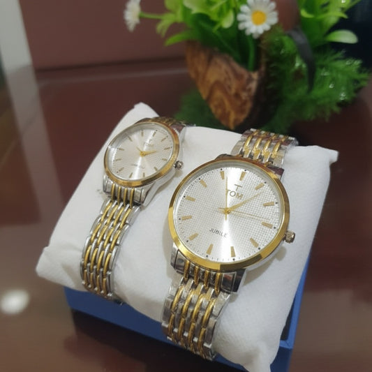 Dual Tone Couple Watch