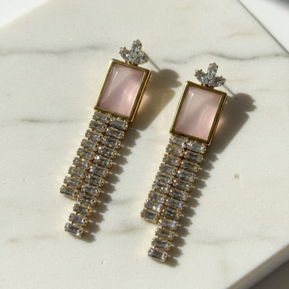 Elegant Zircan Pink Earrings