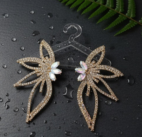 Leaf-Shaped Stud Earrings
